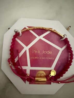 Gorjana Pink Jade Beaded  Bracelet with Gold Accent